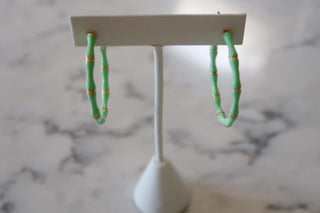 Enamel Bamboo Earrings Mint - Dear GigiMint