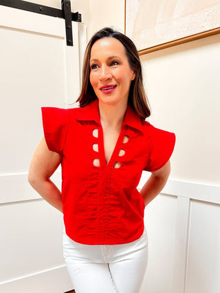 Scarlet Edge Cropped Blouse - Dear GigiXS