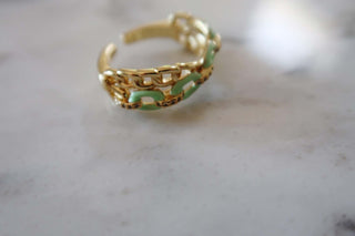 Enamel Chain Ring - Dear GigiGold