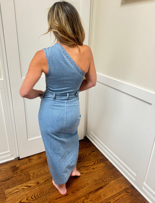 Denim One Shoulder Dress