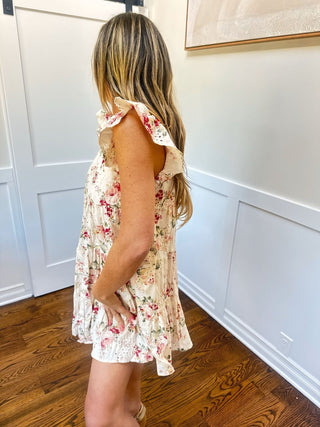 Natural Flutter Sleeve Mini Dress - Dear GigiSmall