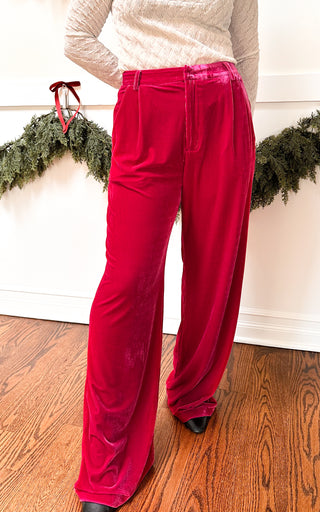 Pink Velvet Wide Leg Pants