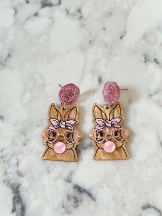 Bubblegum Bunny Earrings - Dear GigiPinkResinDangle