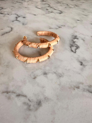 Tan Stud Hoops - Dear GigiTortoise