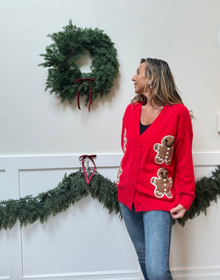 Gingerbread Knit Cardigan Red