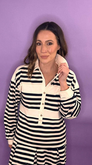 Striped Cotton Terry Mini Dress - Dear GigiS