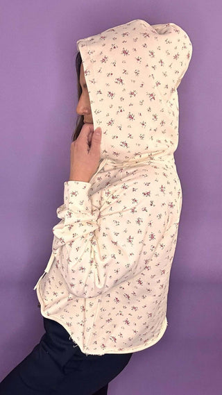 Delicate Peony Floral Print Cropped Hoodie - Dear GigiS