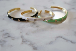 CZ Enamel Cuff White - Dear GigiWhite