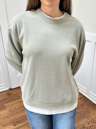 Layered Ease Crewneck Sage - Dear GigiS