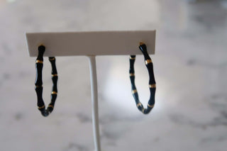 Enamel Bamboo Earring Black - Dear GigiBlack