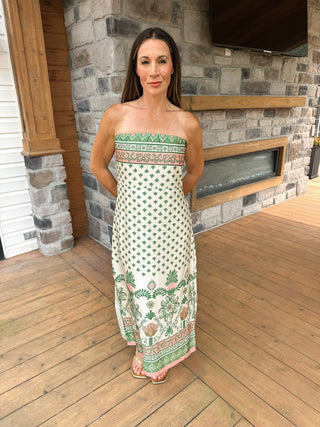 Palm Grove Strapless Maxi Dress - Dear GigiXS
