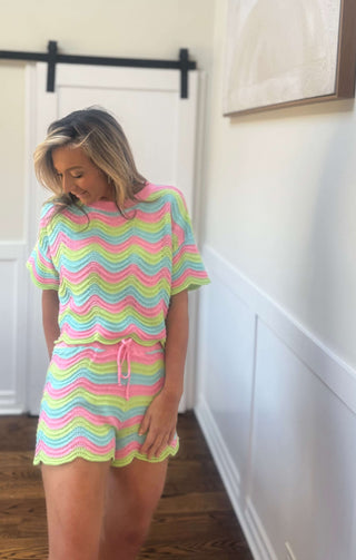 Colorblock Squiggly Oversized Knit Set