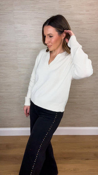 V Neck Basic Sweater - Dear GigiSCream