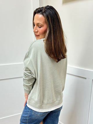 Layered Ease Crewneck Sage - Dear GigiS