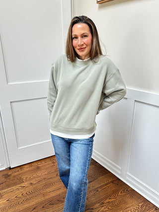 Layered Ease Crewneck Sage - Dear GigiS