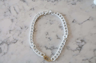 Enamel Chain with CZ Carabiner - Dear GigiWhite