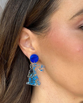 Porcelain Blue Bunny Earrings - Dear GigiBlueResinDangle
