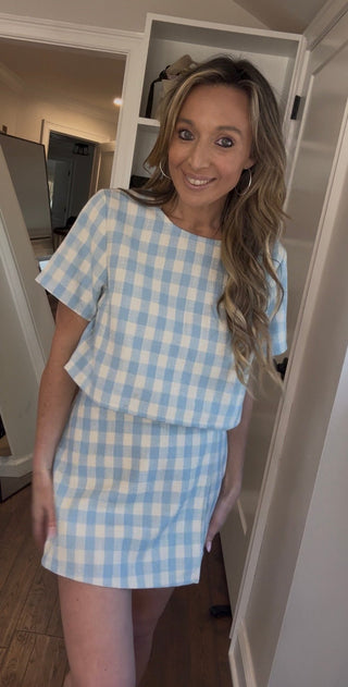 Blue and Off White Skort Set - Dear GigiS