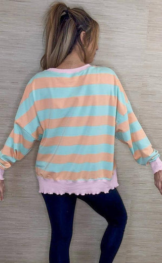 Stripe Terry Top with Lettuce Edges - Dear GigiL