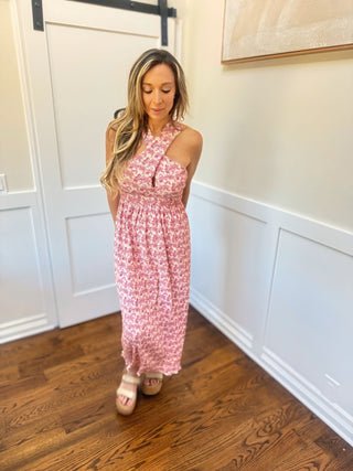 Printed Pleated Midi Dress - Dear GigiSmall