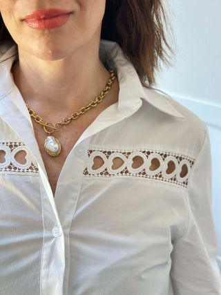 White Collared Button Down Midi Dress - Dear GigiXS