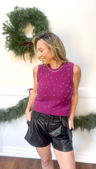 Purple Rhinestone Sweater