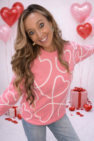 Amelie Pink Heart Sweater - Dear GigiS
