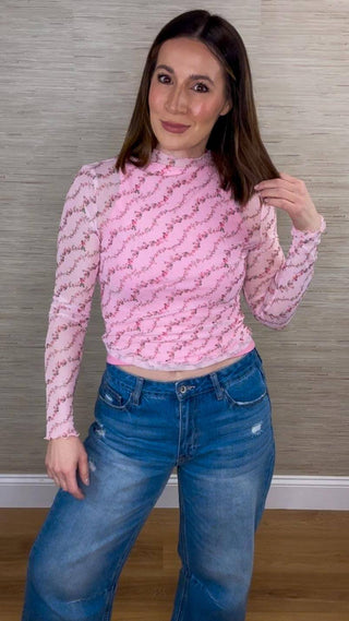 Floral Printed Mesh Top - Dear GigiL