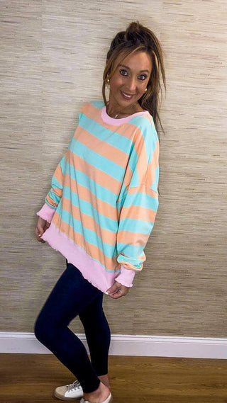 Stripe Terry Top with Lettuce Edges - Dear GigiL