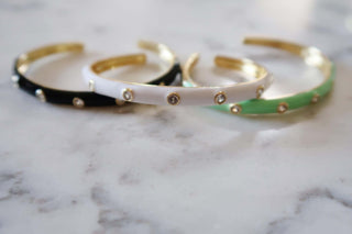 CZ Enamel Cuff White - Dear GigiWhite