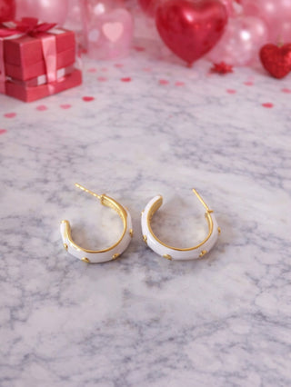 CZ Enamel Hoops - Dear GigiWhite