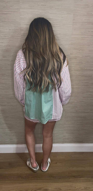 Pink and Green Short and Button Up Set - Dear GigiS