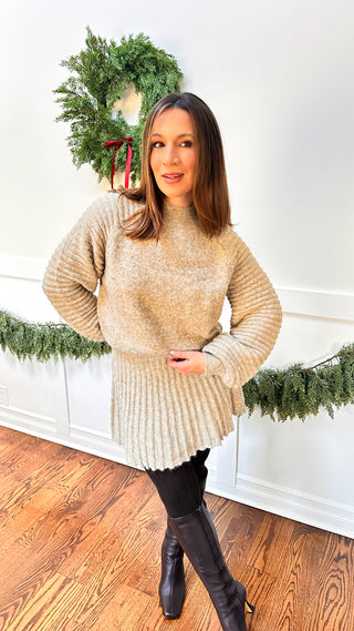 The Campbell Set — oat knit sweater and pleated mini skirt