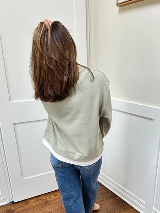 Layered Ease Crewneck Sage - Dear GigiS