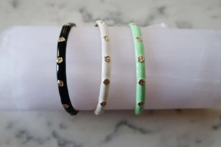 CZ Enamel Cuff Black - Dear GigiBlack