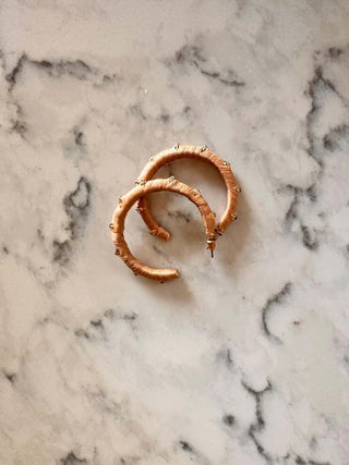 Tan Stud Hoops - Dear GigiTortoise