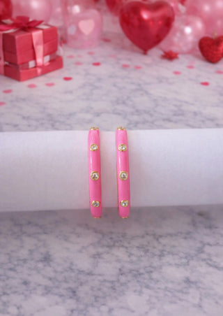 CZ Enamel Hoops - Dear GigiWhite