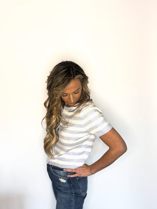 Blue and White Striped Caridgan - Dear GigiXS
