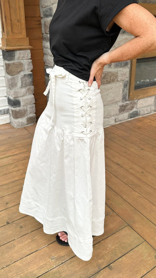 Capri Lace-Up Denim Maxi Skirt - Dear GigiS