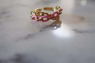 Enamel Chain Ring - Dear GigiPink