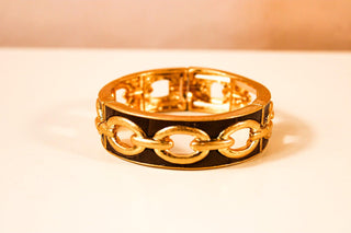 Leather & Linked Metal Bracelet - Dear GigiGold