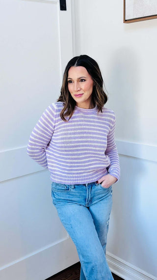 Sabrina Lilac Striped Sweater - Dear GigiS