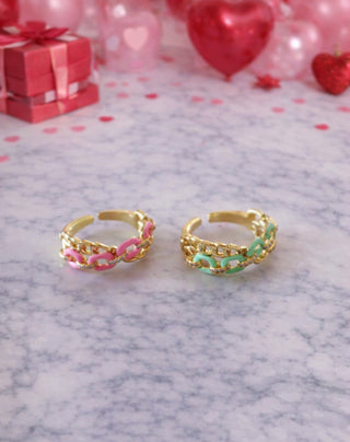Enamel Chain Ring - Dear GigiPink