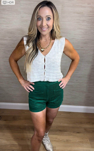 Green Courdoury Shorts - Dear GigiGreenSmall