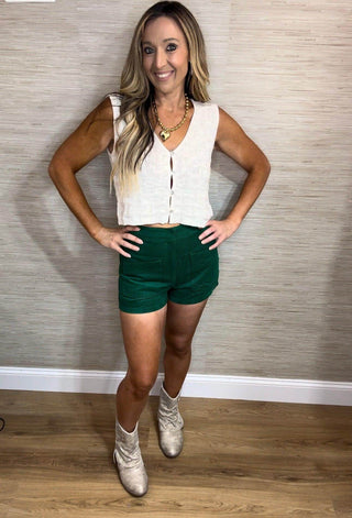 Green Courdoury Shorts - Dear GigiGreenSmall