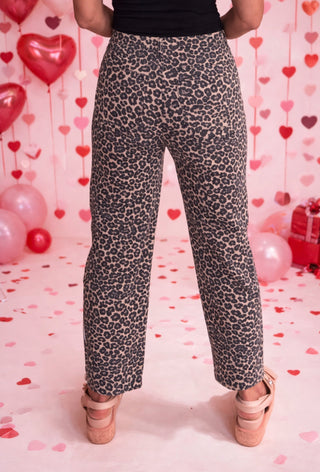 Leopard Print Barrel Denim Pants - Dear GigiS
