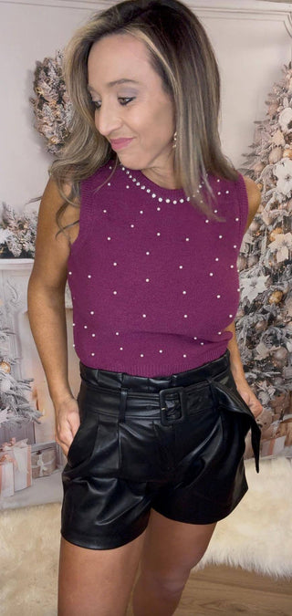 Purple Rhinestone Sweater - Dear GigiS
