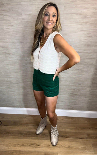 Green Courdoury Shorts - Dear GigiGreenSmall