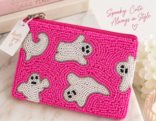 Pink Boo Beaded Pouch - Dear Gigi