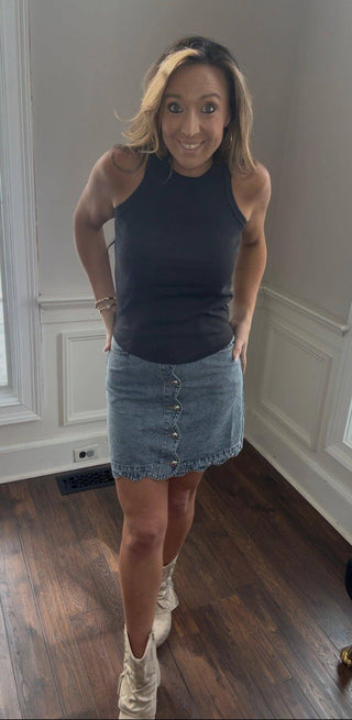 Scalloped Jean Skirt - Dear GigiS